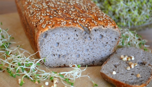 Chleb ze skiełkowanej kaszy gryczanej (bez glutenu, drożdży, zakwasu, skrobii)