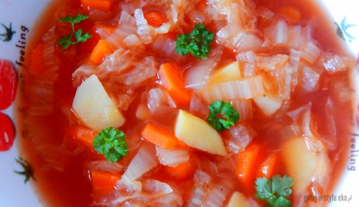 Lekka zupa pomidorowa z kapustą pekińską