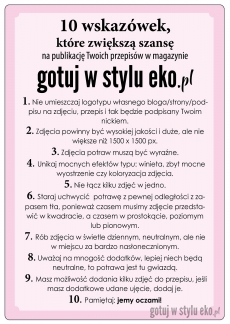 Wskazówki dotyczące zdjęć przepisów, a publikacja w magazynie Gotuj w stylu eko.pl