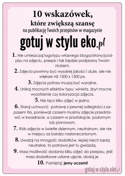 Wskazówki dotyczące zdjęć przepisów, a publikacja w magazynie Gotuj w stylu eko.pl
