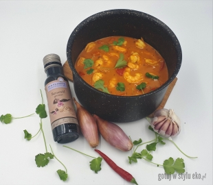 Curry z krewetkami i pieczonym topinamburem